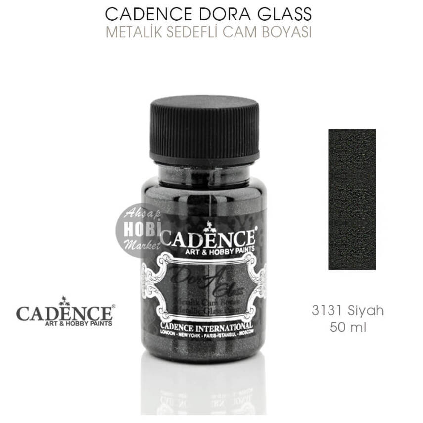 Cadence Dora Glass Metalik Cam Boyası 3131 Siyah 50 ml - 1