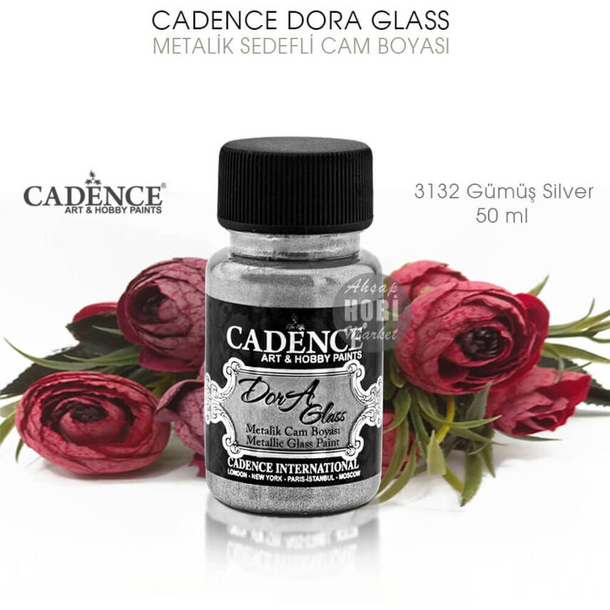 Cadence Dora Glass Metalik Cam Boyası 3132 Gümüş Silver 50 ml - 2