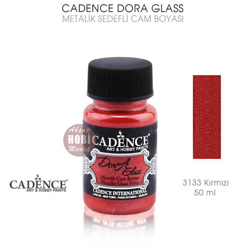 Cadence Dora Glass Metalik Cam Boyası 3133 Kırmızı 50 ml - 1