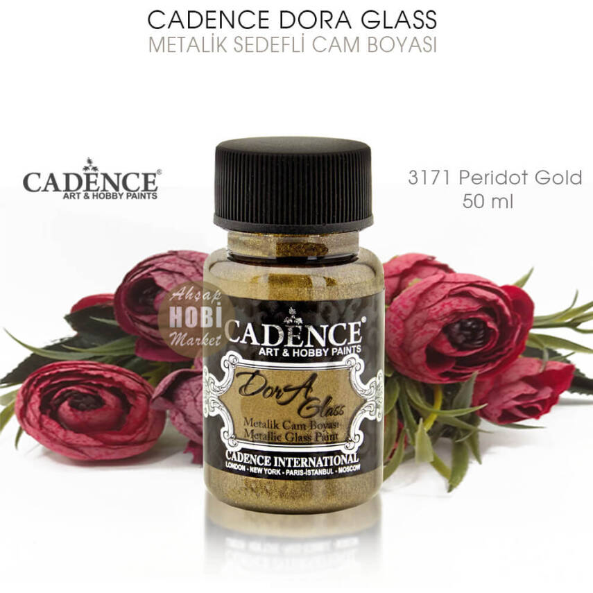 Cadence Dora Glass Metalik Cam Boyası 3171 Peridot Gold 50 ml - 2