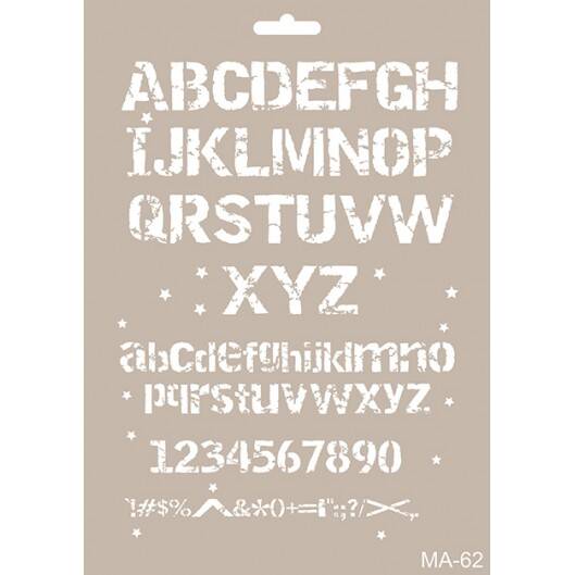 Cadence Eskimiş Büyük Küçük Harfler Stencil MA62 - 1