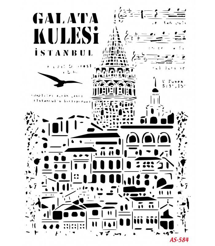 Cadence Galata Kulesi Temalı Stencil Şablon AS584 - 1