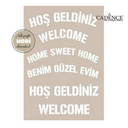 Cadence Hoş Geldiniz Sweet Home Stencil Şablon AS442 - Cadence