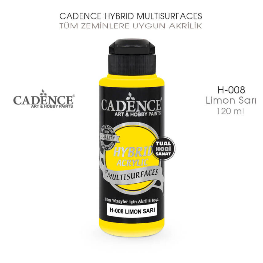 Cadence Hybrid Multisurface H008 Limon Sarı Akrilik Boya 120 ml - 1