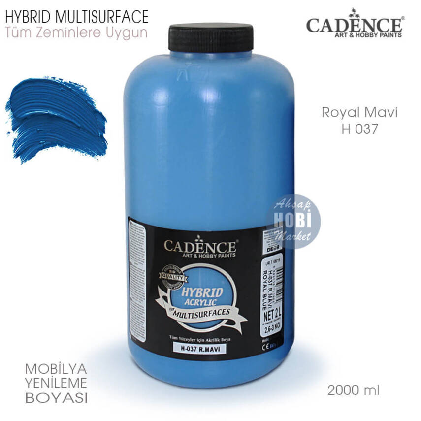 Cadence Hybrid Multisurface H037 Royal Mavi Akrilik Boya 2000 ml - 1