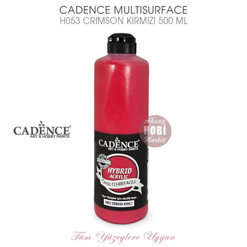 Cadence Hybrid Multisurface H053 Crimson Kırmızı Akrilik Boya 500 ml - 1