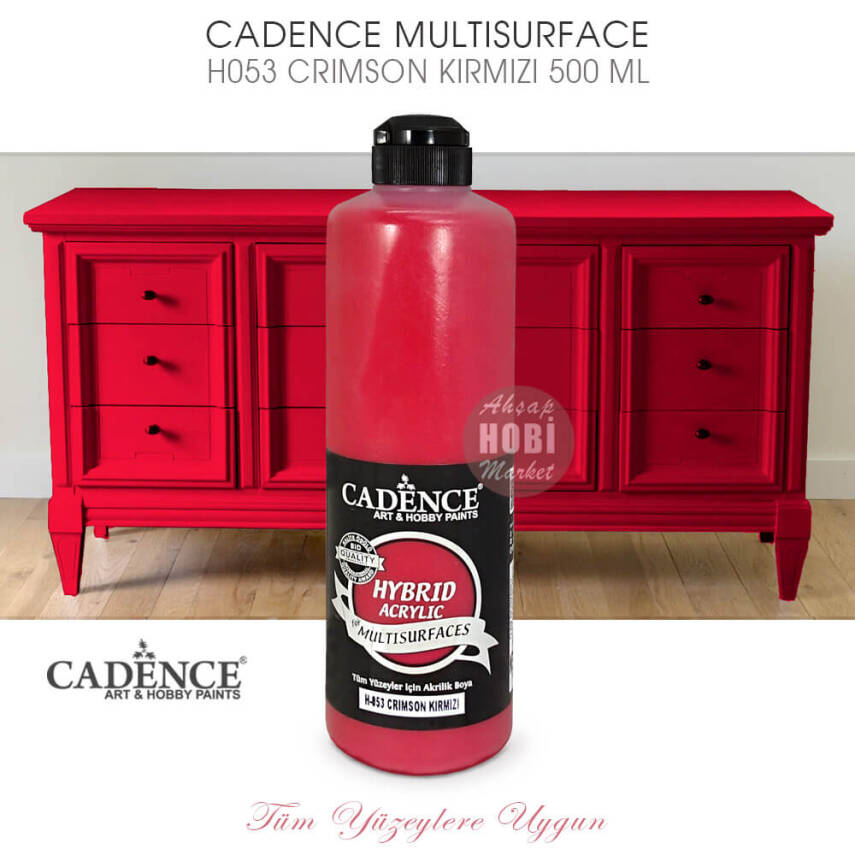 Cadence Hybrid Multisurface H053 Crimson Kırmızı Akrilik Boya 500 ml - 2