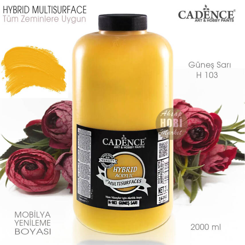 Cadence Hybrid Multisurface H103 Güneş Sarı Akrilik Boya 2000 ml - 2