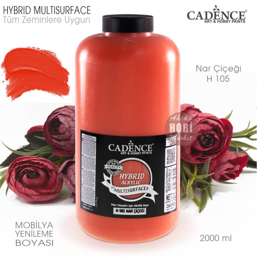 Cadence Hybrid Multisurface H105 Nar Çiçeği Akrilik Boya 2000 ml - 2