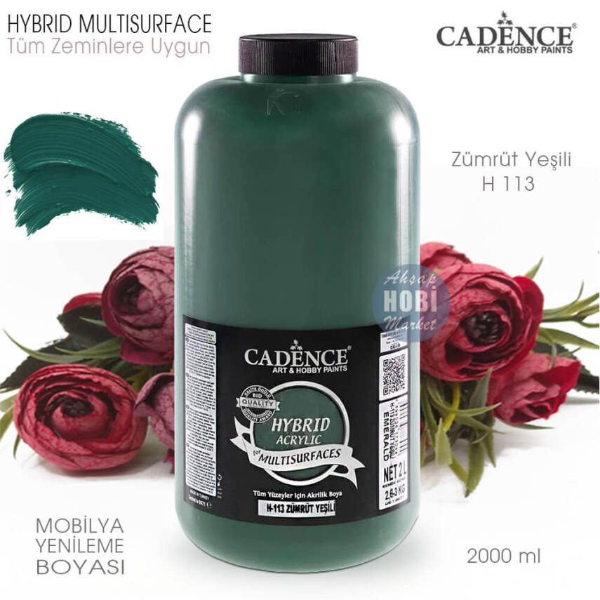 Cadence Hybrid Multisurface H113 Zümrüt Yeşili Akrilik Boya 2000 ml - 2