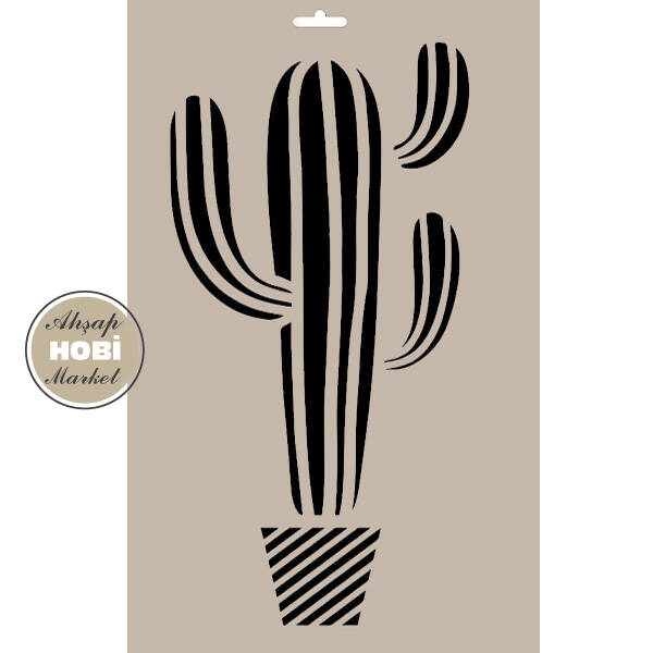 Cadence Kaktüs Desenli Stencil Şablon AS598 - 1