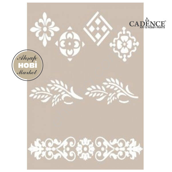 Cadence Karışık Motifli Stencil Şablon AS413 - 1