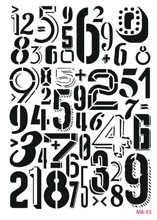 Cadence Karışık Rakamlar Motifli Stencil Şablon MA93 - 1