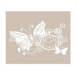 Cadence Kelebek ve Saat Temalı Stencil Şablon AS533 - Cadence