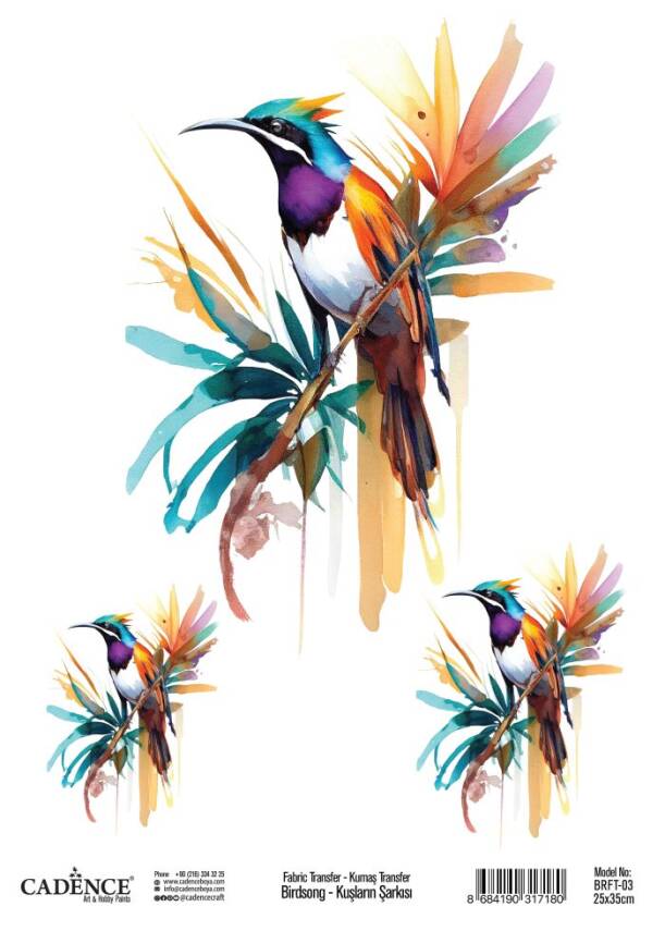 Cadence Kuşların Şarkısı Kumaş Transfer Kağıdı BRFT-03 - 1