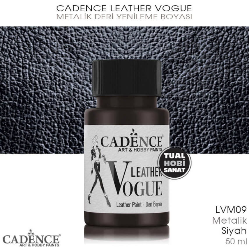 Cadence Leather Vogue Deri Boyası Metalik Siyah LVM09 (50 ml) - 1