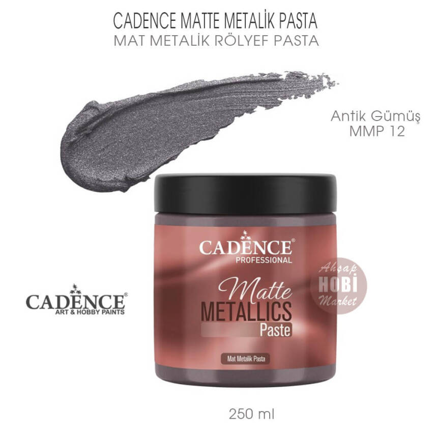 Cadence Matte Mat Metalik Rölyef Pasta MMP 12 Antik Gümüş 250 ml - 1