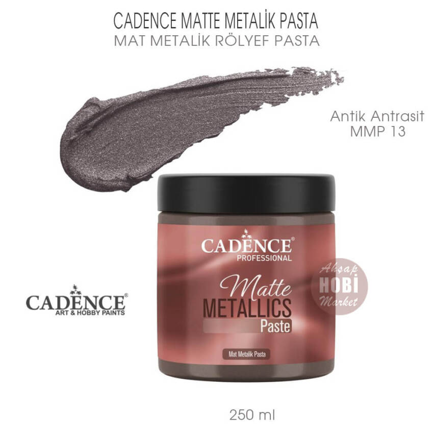 Cadence Matte Mat Metalik Rölyef Pasta MMP 13 Antik Antrasit 250 ml - 1
