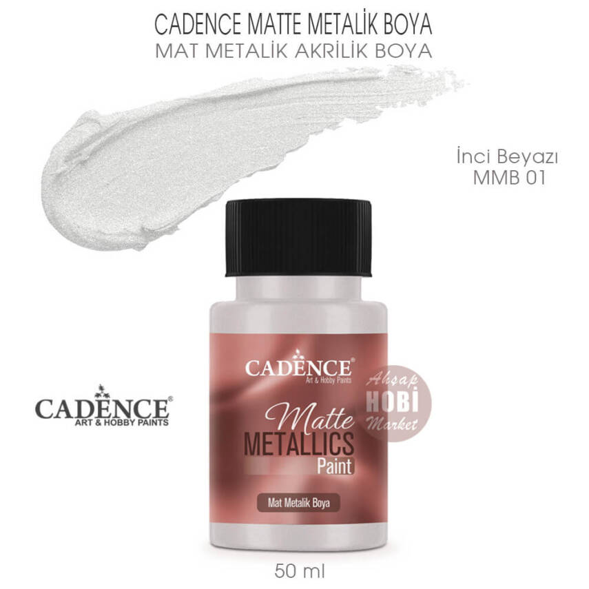 Cadence Matte MMB01 İnci Beyazı Mat Metalik Boya 50 ml - 1