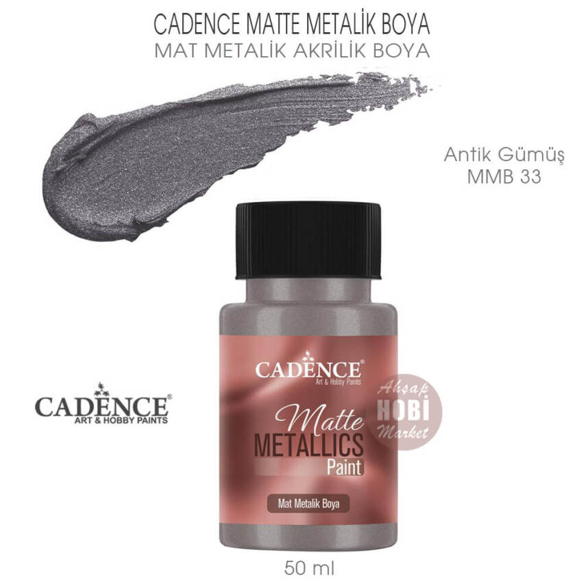 Cadence Matte MMB33 Antik Gümüş Mat Metalik Boya 50 ml - 1