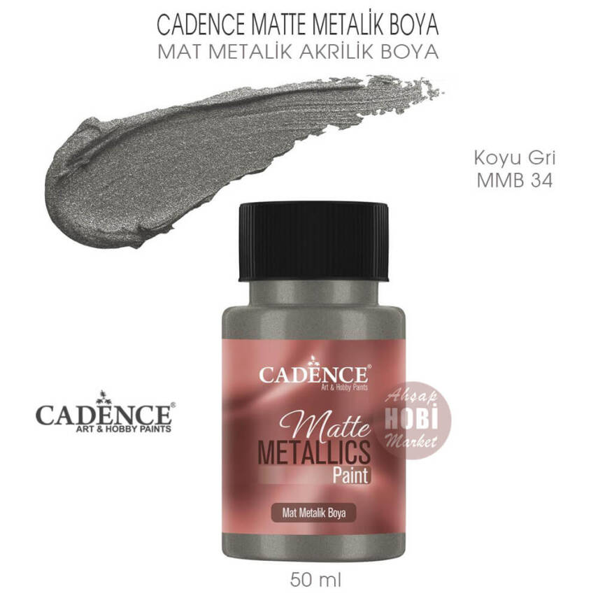Cadence Matte MMB34 Koyu Gri Mat Metalik Boya 50 ml - 1