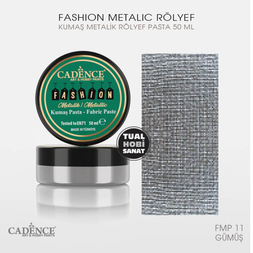 Cadence Metalik Fashion Kumaş Rölyef Pasta FMP11 Gümüş - 1