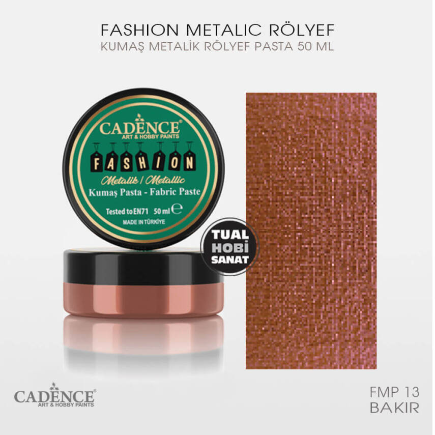 Cadence Metalik Fashion Kumaş Rölyef Pasta FMP13 Bakır - 1