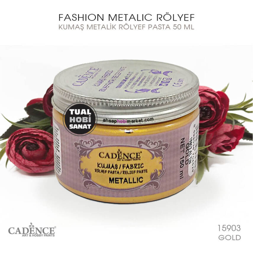 Cadence Metalik Kumaş Rölyef Pasta 15903 Gold 150ml - 2