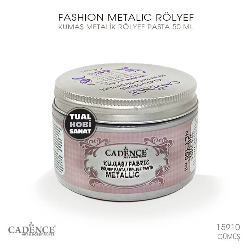 Cadence Metalik Kumaş Rölyef Pasta 15910 Gümüş 150ml - 1