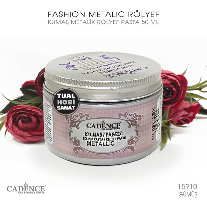 Cadence Metalik Kumaş Rölyef Pasta 15910 Gümüş 150ml - 2