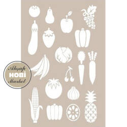 Cadence Meyve Sebze Desenli Stencil Şablon AS548 - Cadence