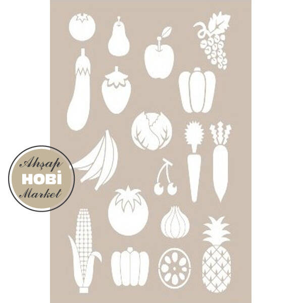 Cadence Meyve Sebze Desenli Stencil Şablon AS548 - 1