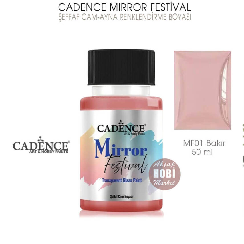 Cadence Mirror Festival Şeffaf Cam ve Ayna Boyası MF01 Bakır 50 ml - 1