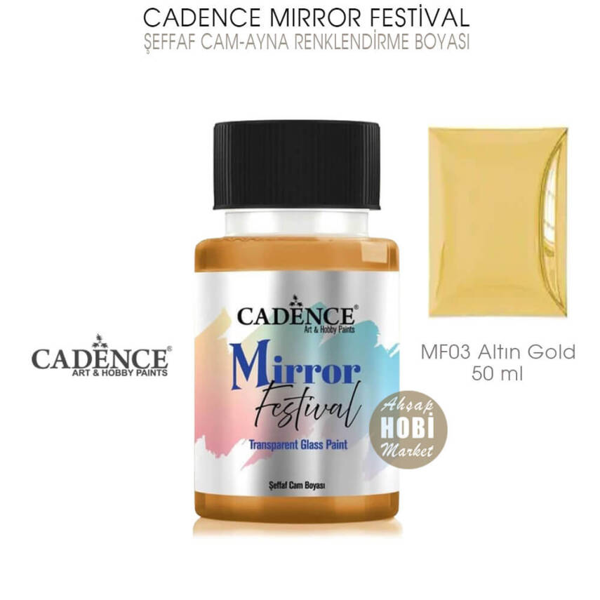Cadence Mirror Festival Şeffaf Cam ve Ayna Boyası MF03 Altın Gold 50 ml - 1