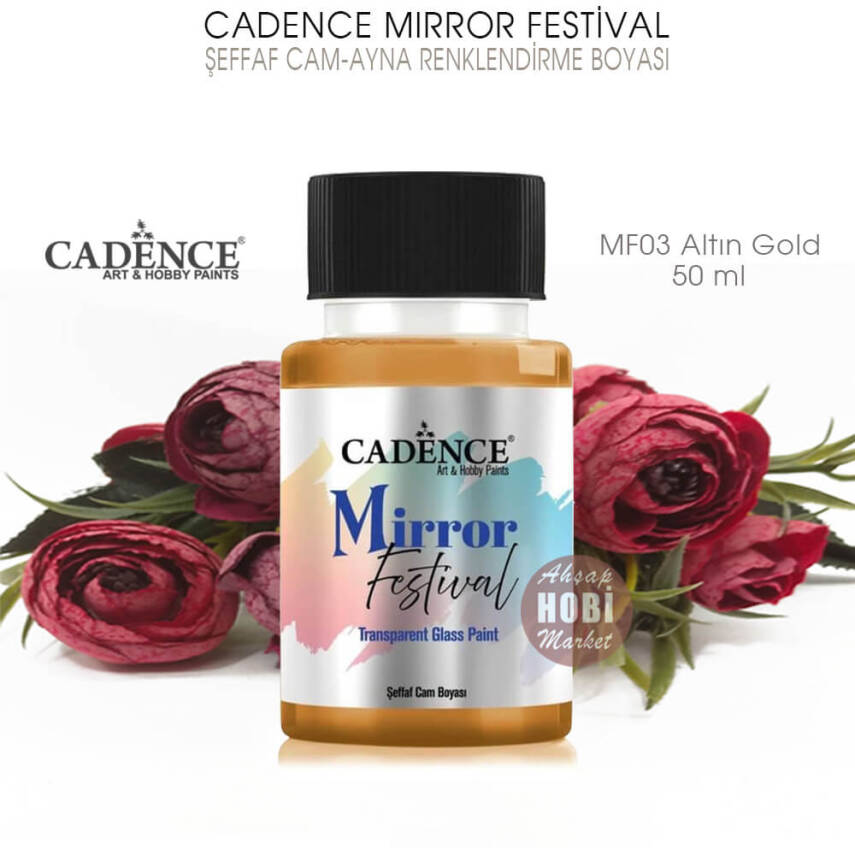 Cadence Mirror Festival Şeffaf Cam ve Ayna Boyası MF03 Altın Gold 50 ml - 2