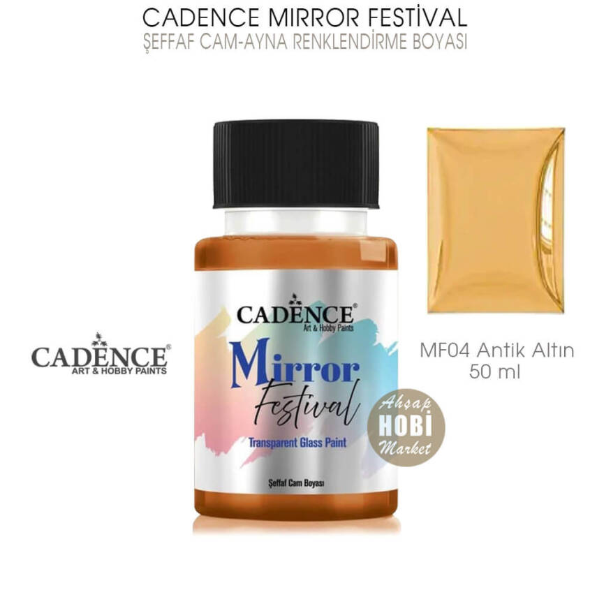 Cadence Mirror Festival Şeffaf Cam ve Ayna Boyası MF04 Antik Altın 50 ml - 1