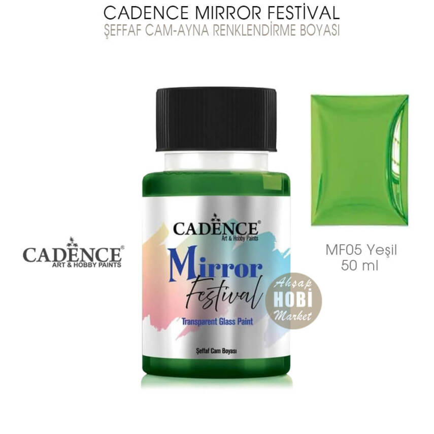 Cadence Mirror Festival Şeffaf Cam ve Ayna Boyası MF05 Yeşil 50 ml - 1