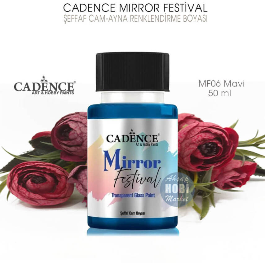 Cadence Mirror Festival Şeffaf Cam ve Ayna Boyası MF06 Mavi 50 ml - 2
