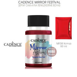 Cadence Mirror Festival Şeffaf Cam ve Ayna Boyası MF08 Kırmızı 50 ml - Cadence