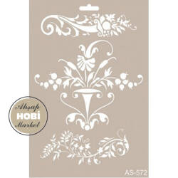 Cadence Nar Çiçeği Desenli Stencil Şablon AS572 - Cadence
