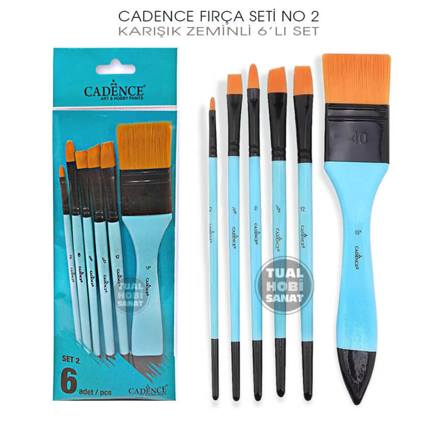 Cadence Fırça Seti No:2 Karışık Zeminli Fırça Seti 6 Parça - 1
