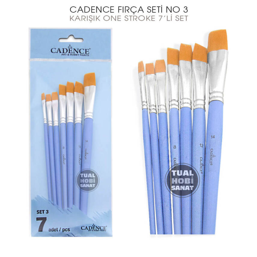 Cadence Fırça Seti No:3 One Stroke Düz Kesik Fırça Seti 7 Parça - 1