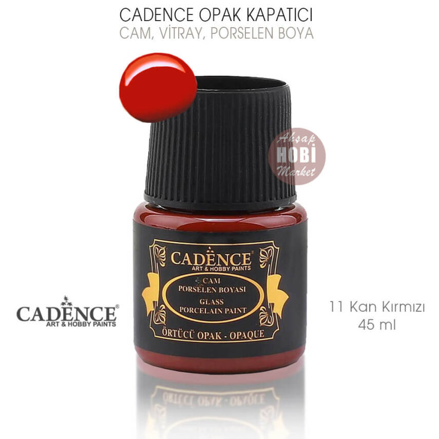 Cadence Opak Cam Vitray Porselen Boya 011 Kan Kırmızı 45 ml - 1