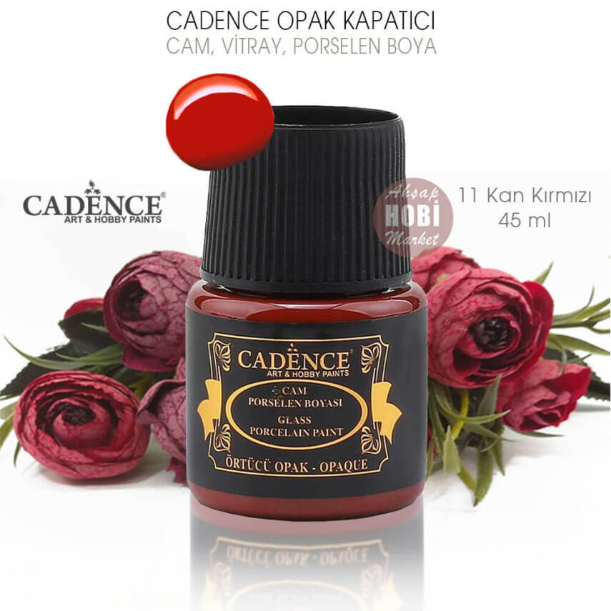 Cadence Opak Cam Vitray Porselen Boya 011 Kan Kırmızı 45 ml - 2