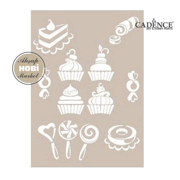 Cadence Pastane Temalı Stencil Şablon AS441 - 1