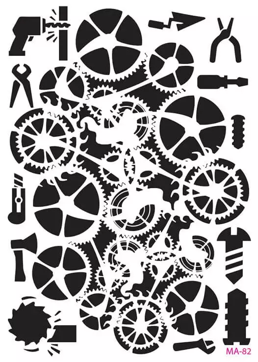 Cadence Saat Çarkı Temalı Stencil Şablon MA82 - 1