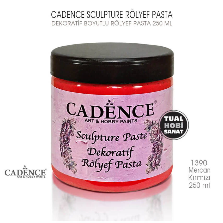 Cadence Sculpture Dekoratif Rölyef 1390 Mercan Kırmızı 250ml - 1