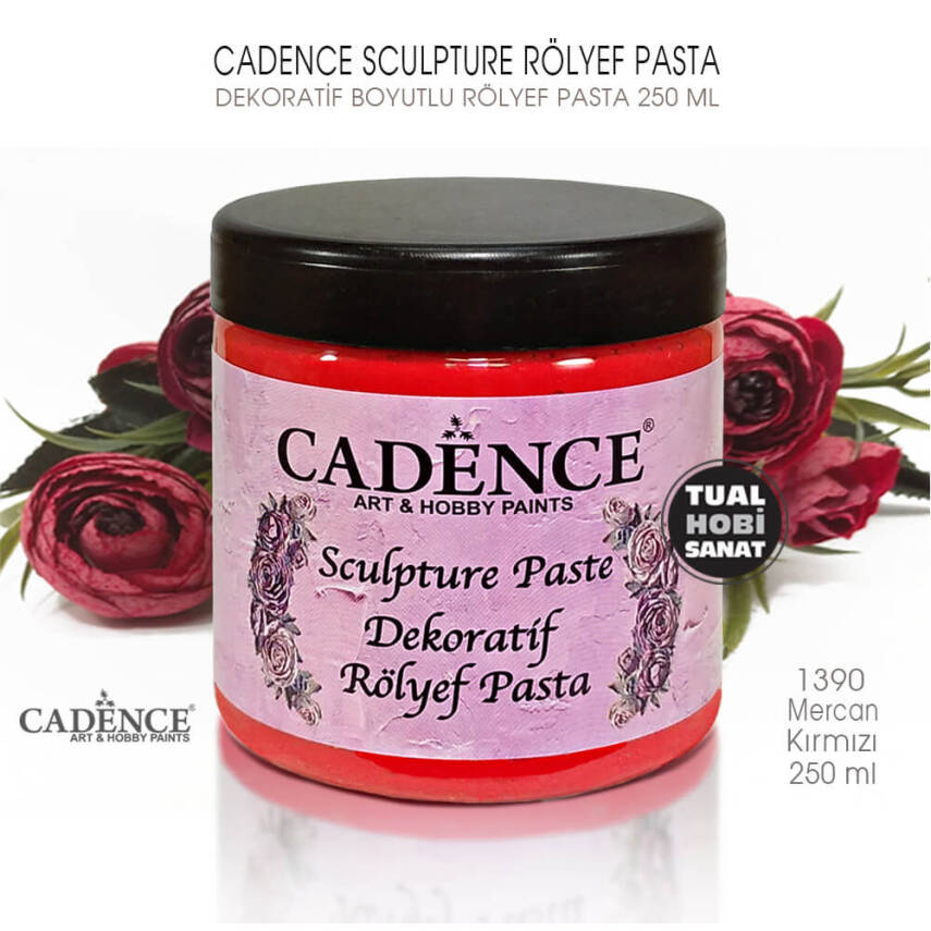Cadence Sculpture Dekoratif Rölyef 1390 Mercan Kırmızı 250ml - 2