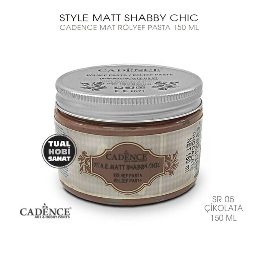 Cadence Shabby Chic Mat Rölyef Pasta SR05 Çikolata Rengi 150 ml - 1