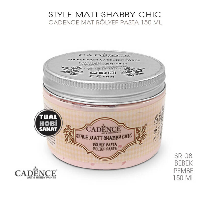 Cadence Shabby Chic Mat Rölyef Pasta SR08 Bebek Pembe 150 ml - 1